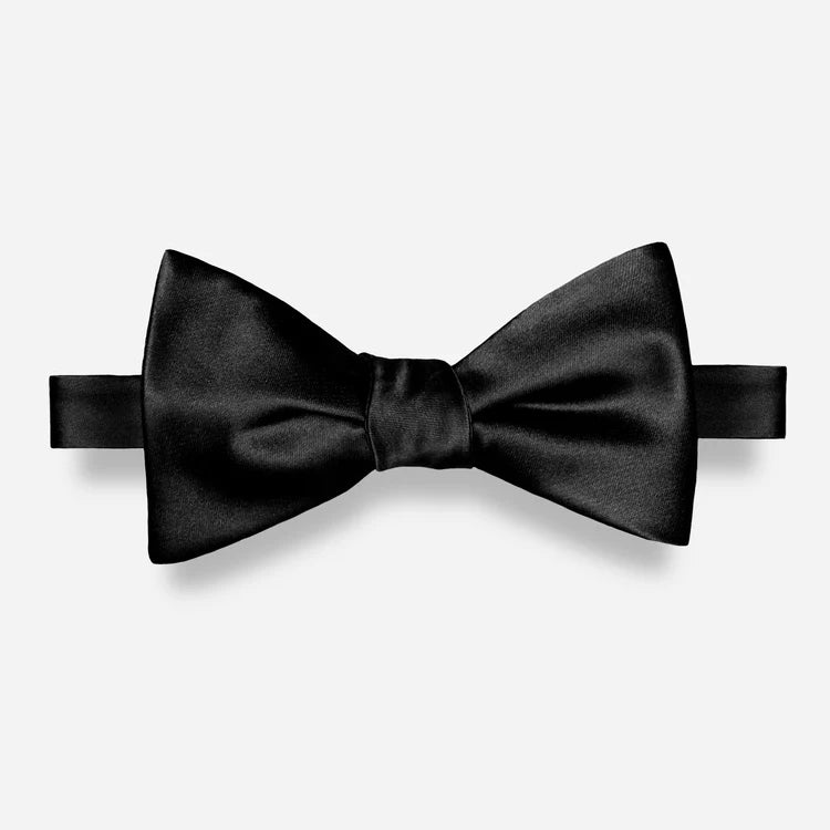Solid Satin Black Bow Tie