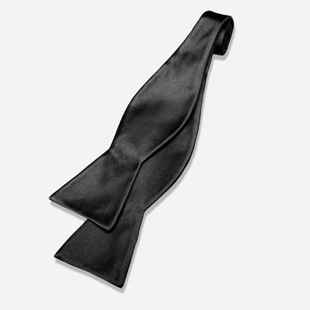Solid Satin Black Bow Tie