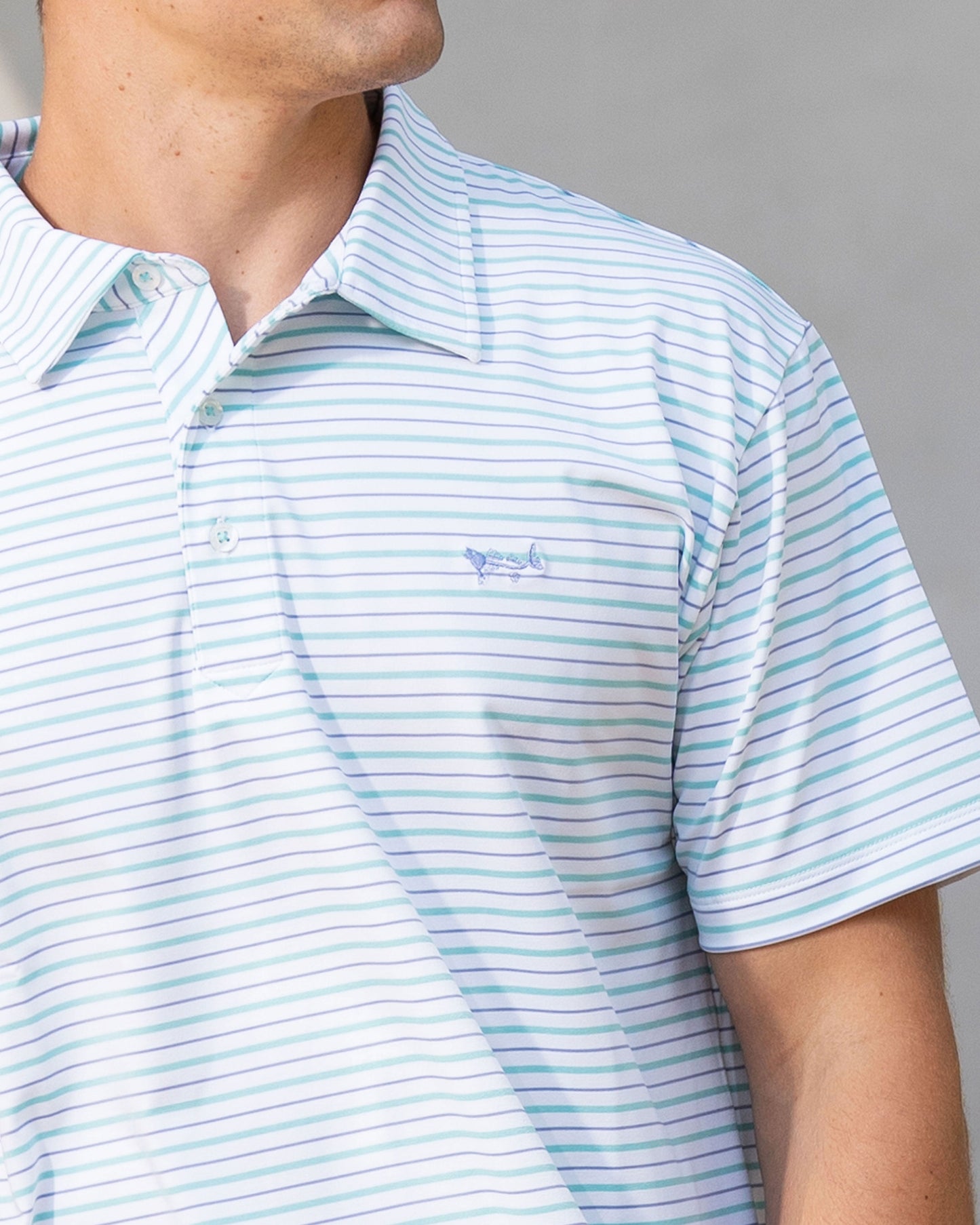 Bay Green and Plumb Performance Polo